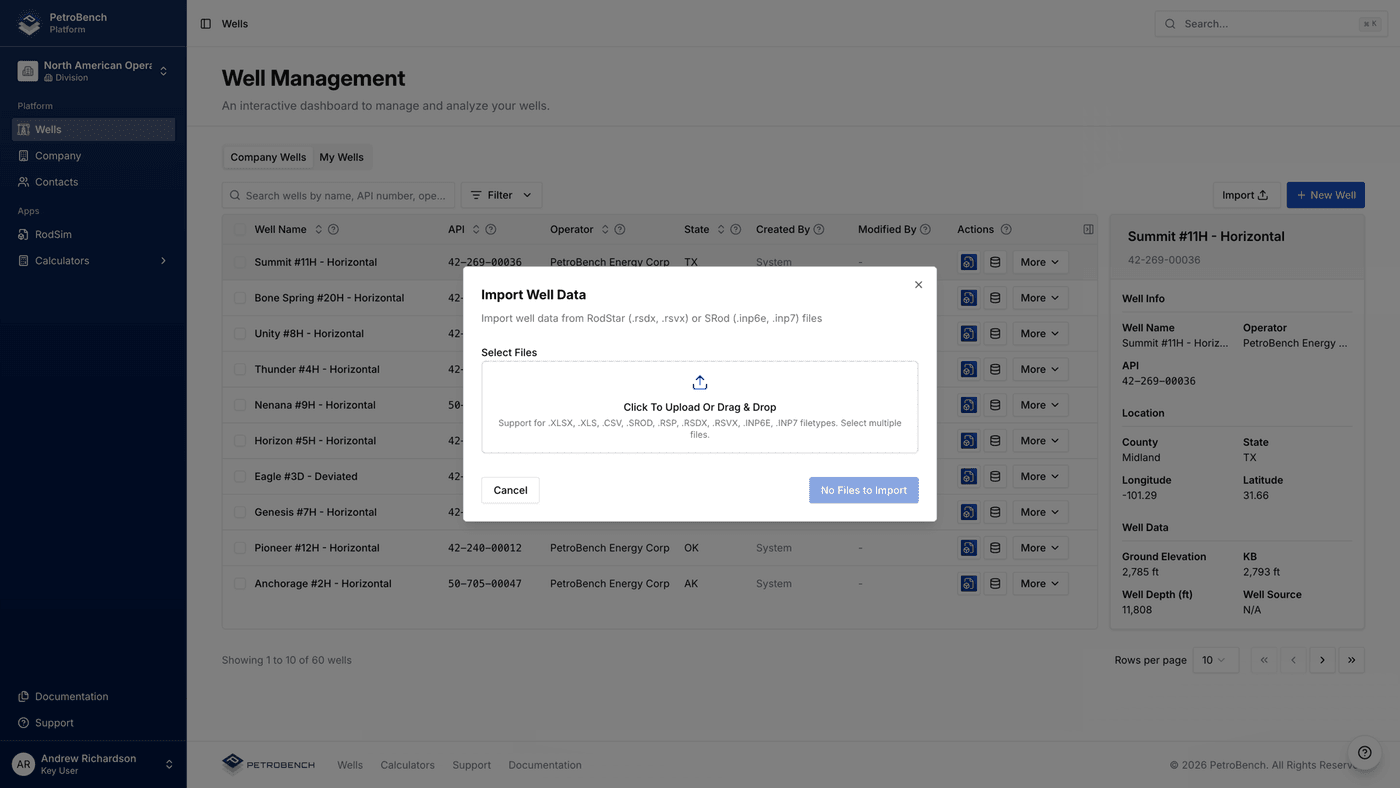 Bulk legacy file import dialog